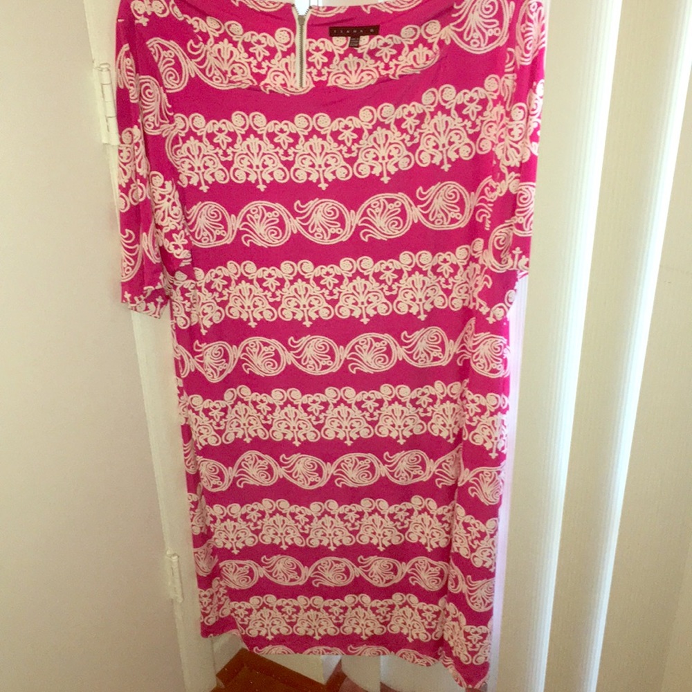 Pink with white design dress